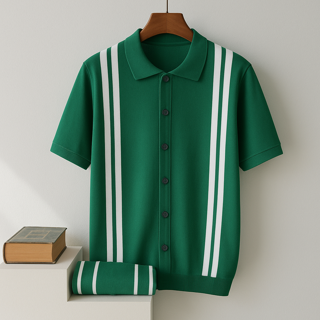 Men's Breathable Striped Polo Shirt - Casual Short-Sleeve Trendy Fit