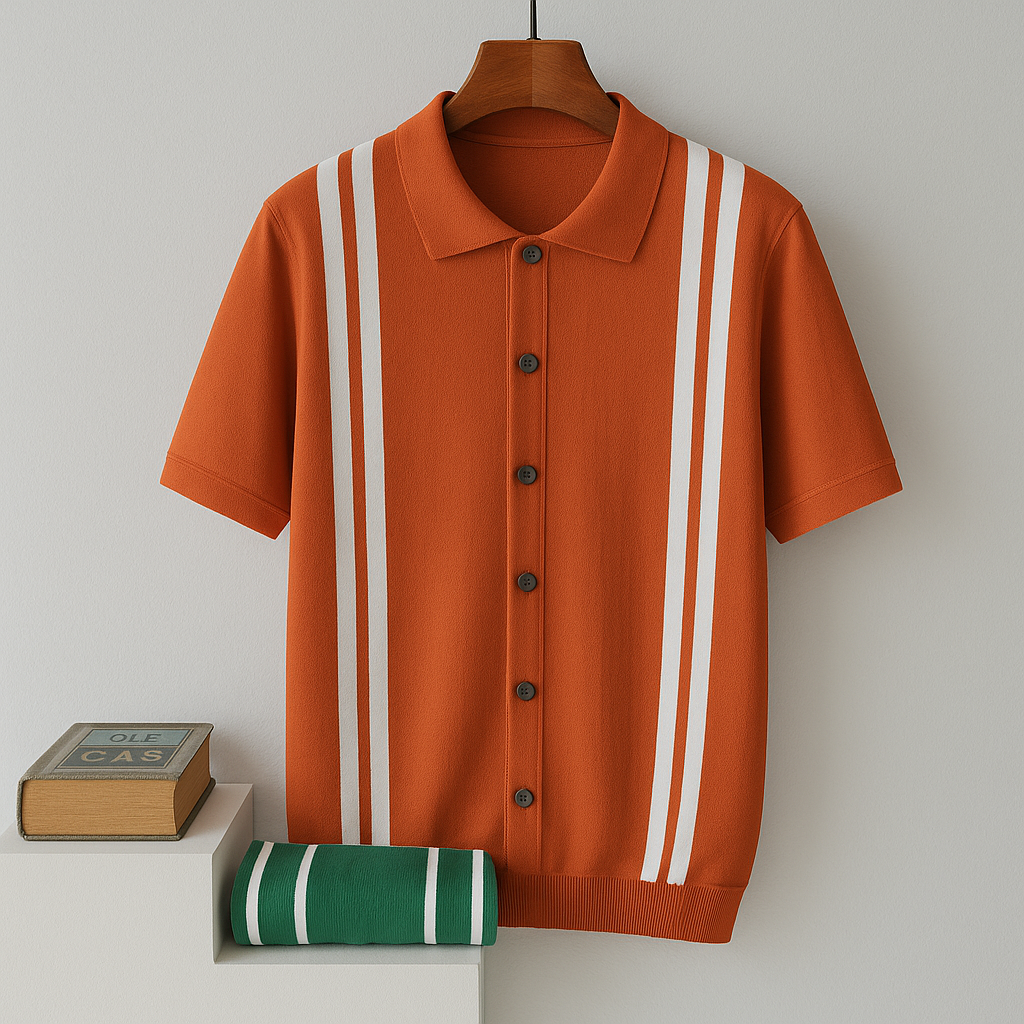 Men's Breathable Striped Polo Shirt - Casual Short-Sleeve Trendy Fit