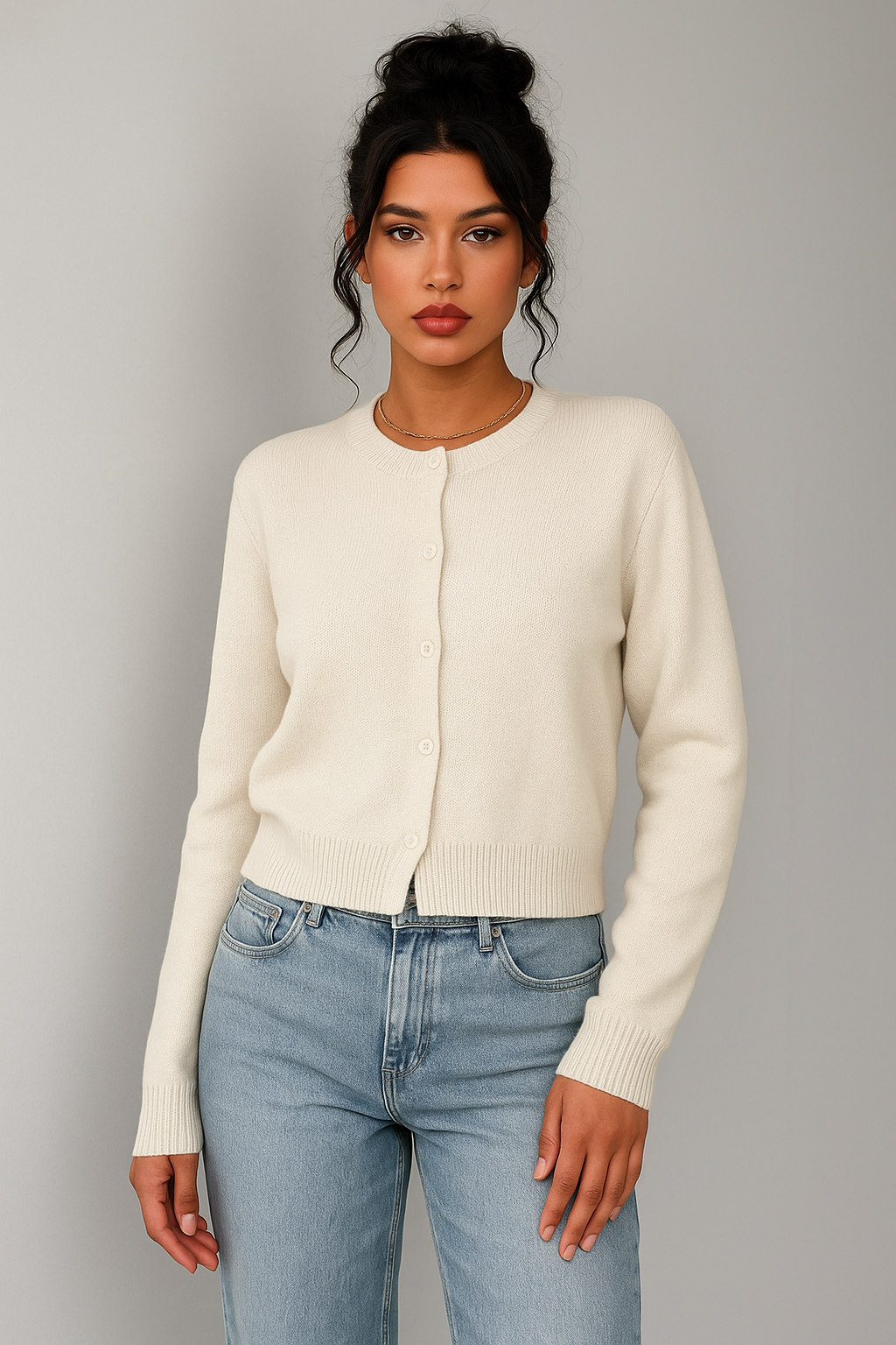 Chic Knit Cardigan – Slim Cropped Sweater for Women