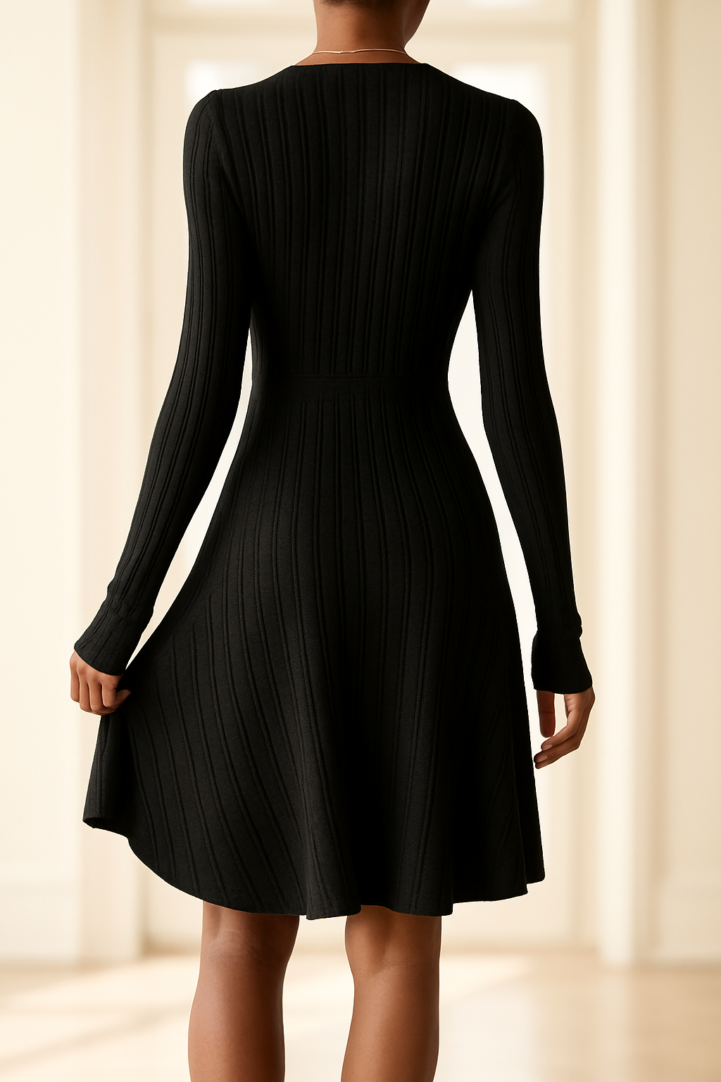 Elegant V-Neck Long Sleeve Dress | Premium Style