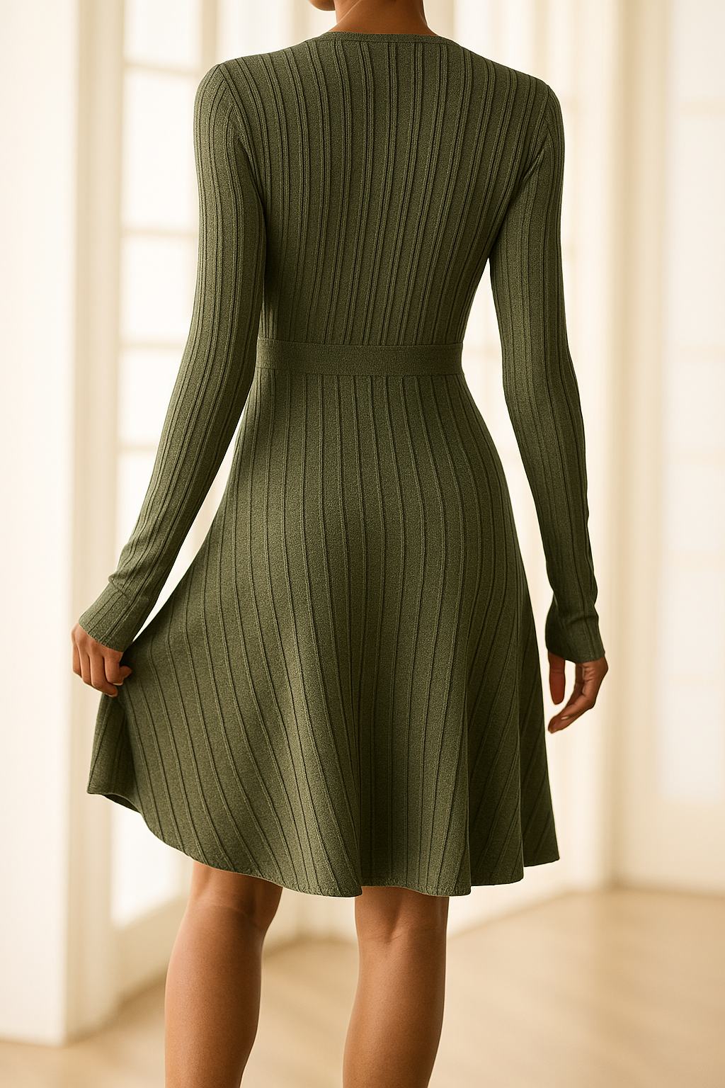 Elegant V-Neck Long Sleeve Dress | Premium Style