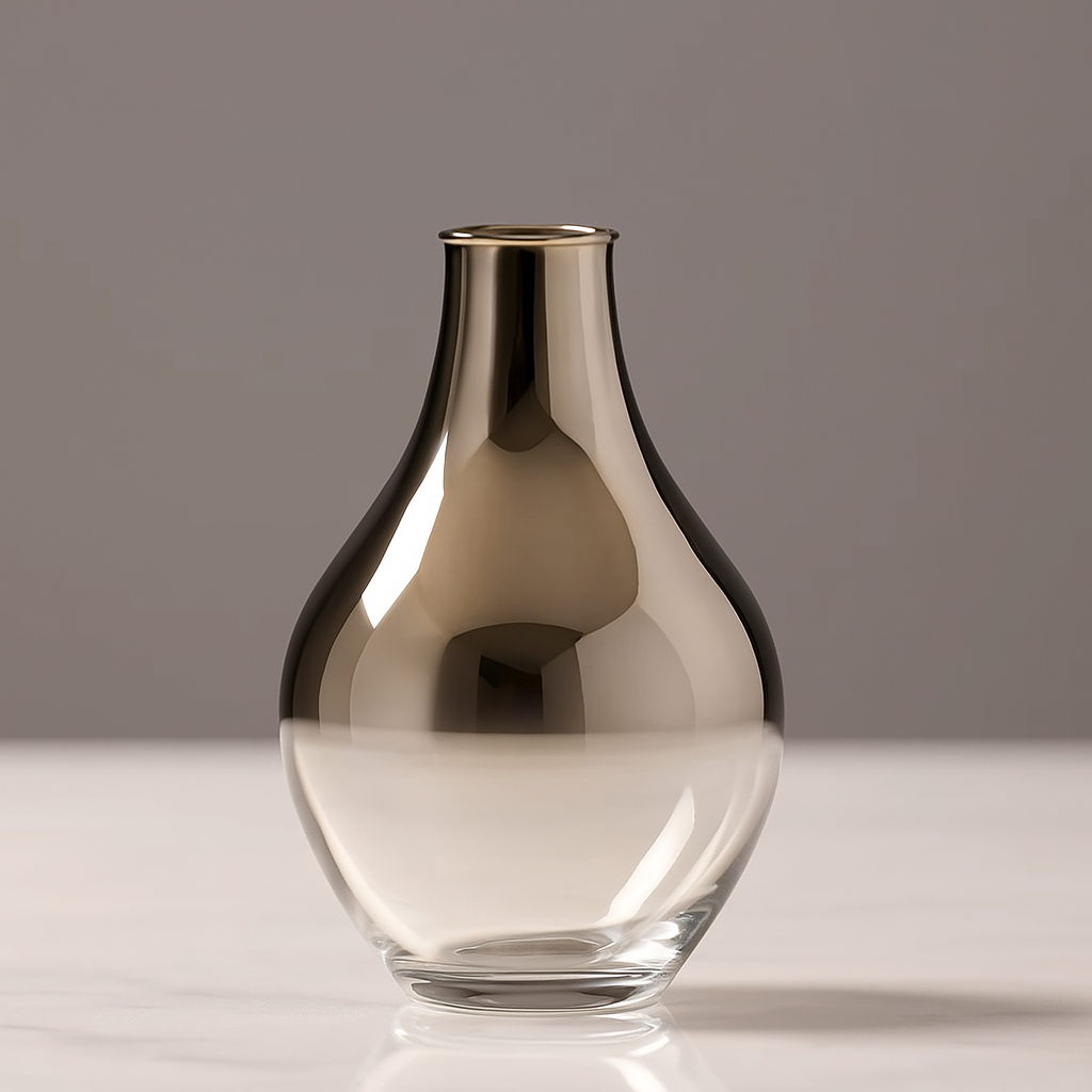Premium Silver-Plated Small Glass Vase – Elegant Décor