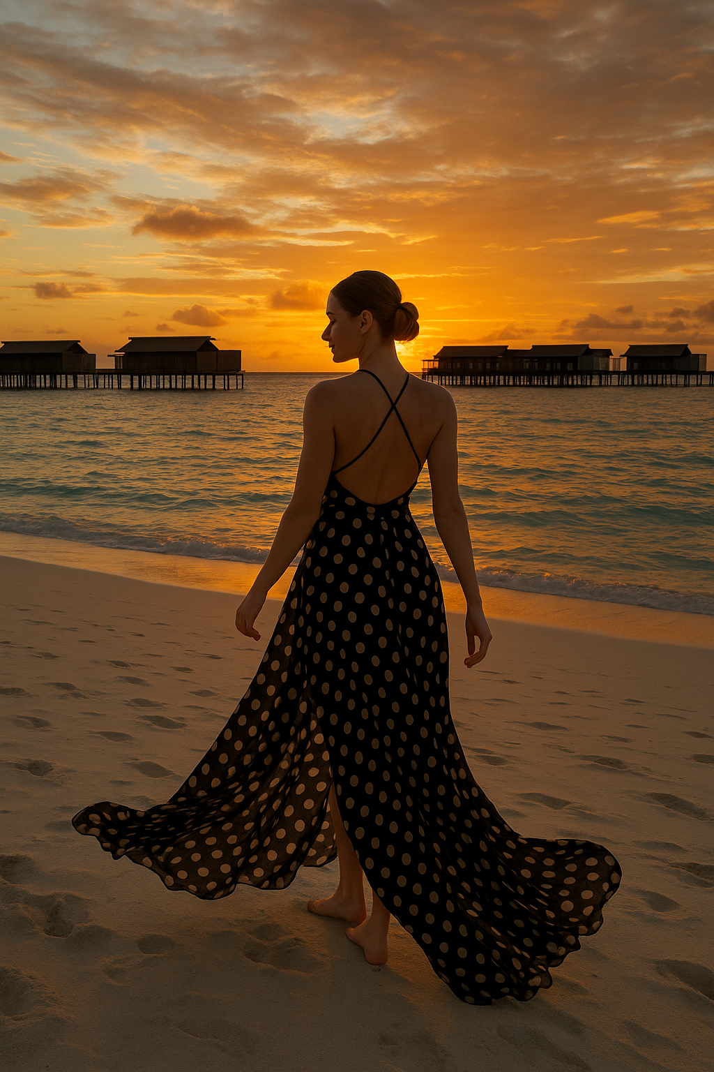Polka Dot Backless Slit Maxi Dress – Elegant Summer Evening Wear