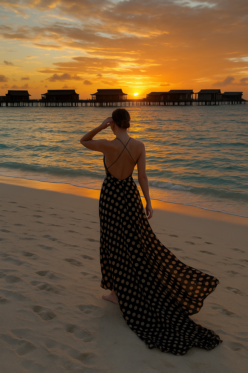 Polka Dot Backless Slit Maxi Dress – Elegant Summer Evening Wear