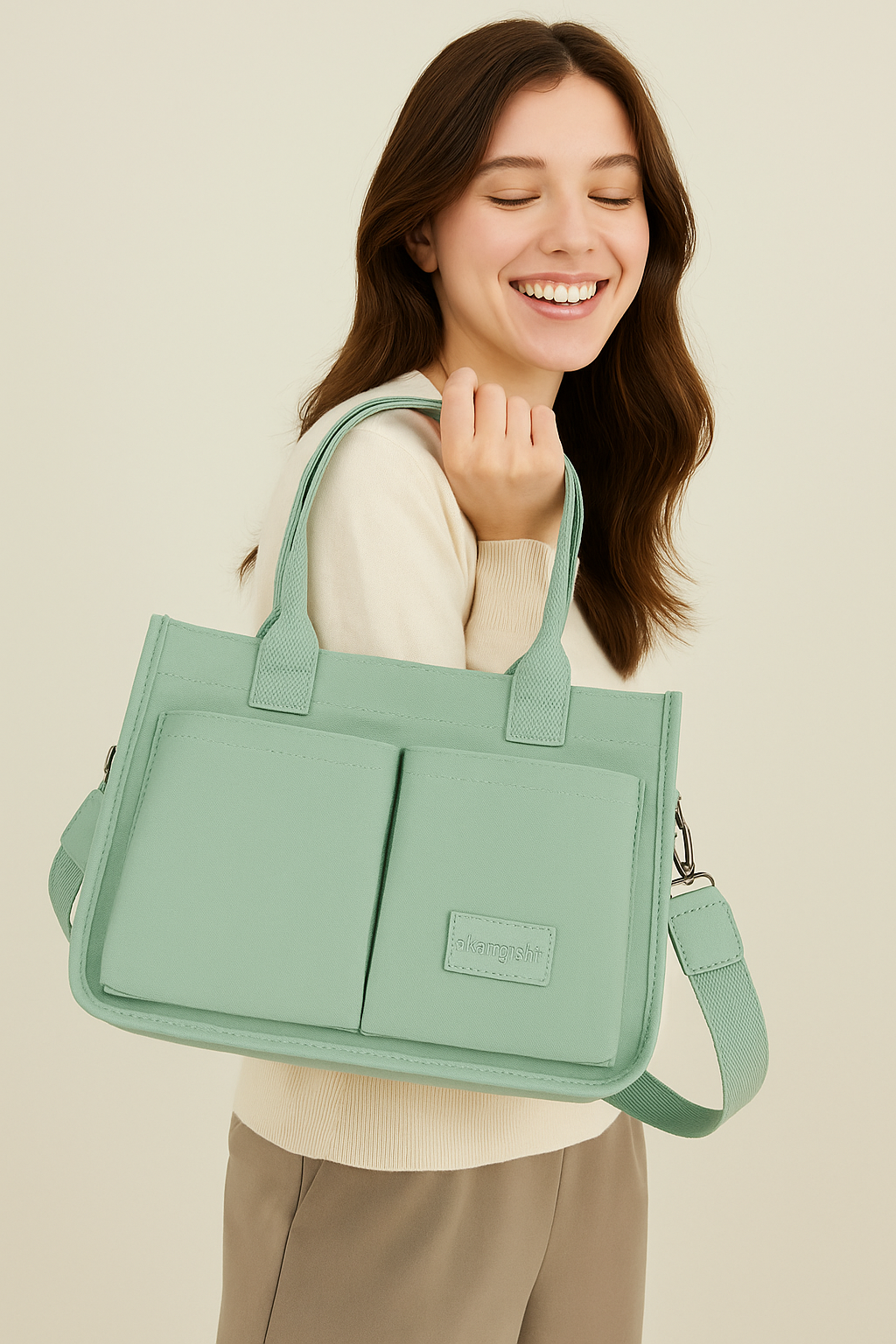 Multi-Pocket Canvas Tote – Large, Stylish & Practical for Daily Use