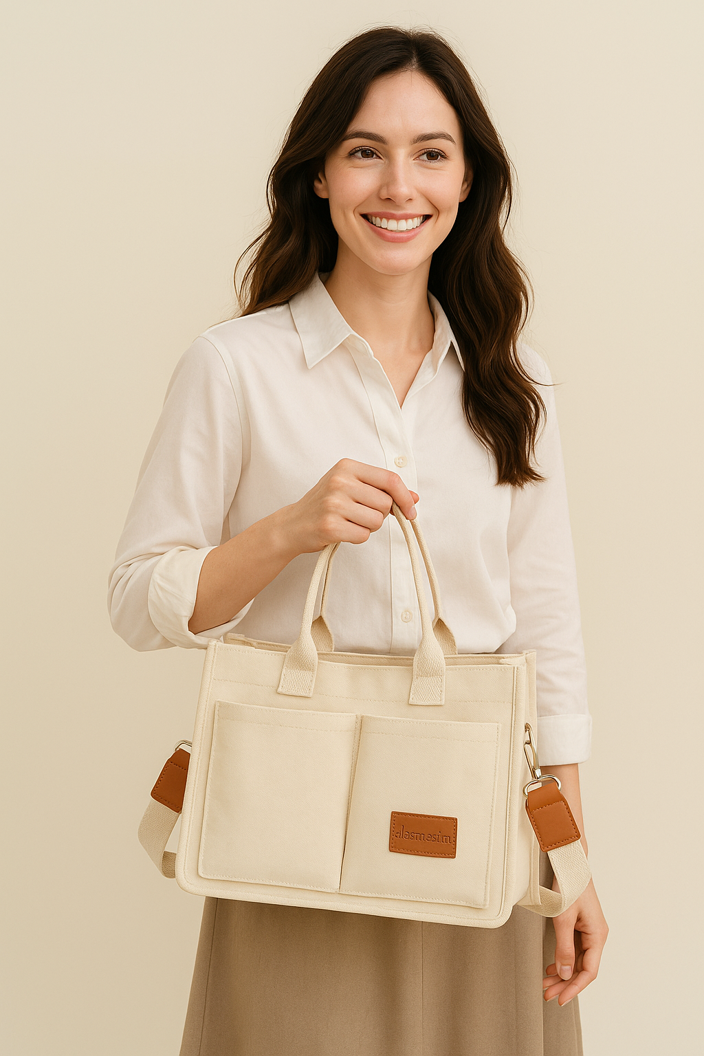 Multi-Pocket Canvas Tote – Large, Stylish & Practical for Daily Use