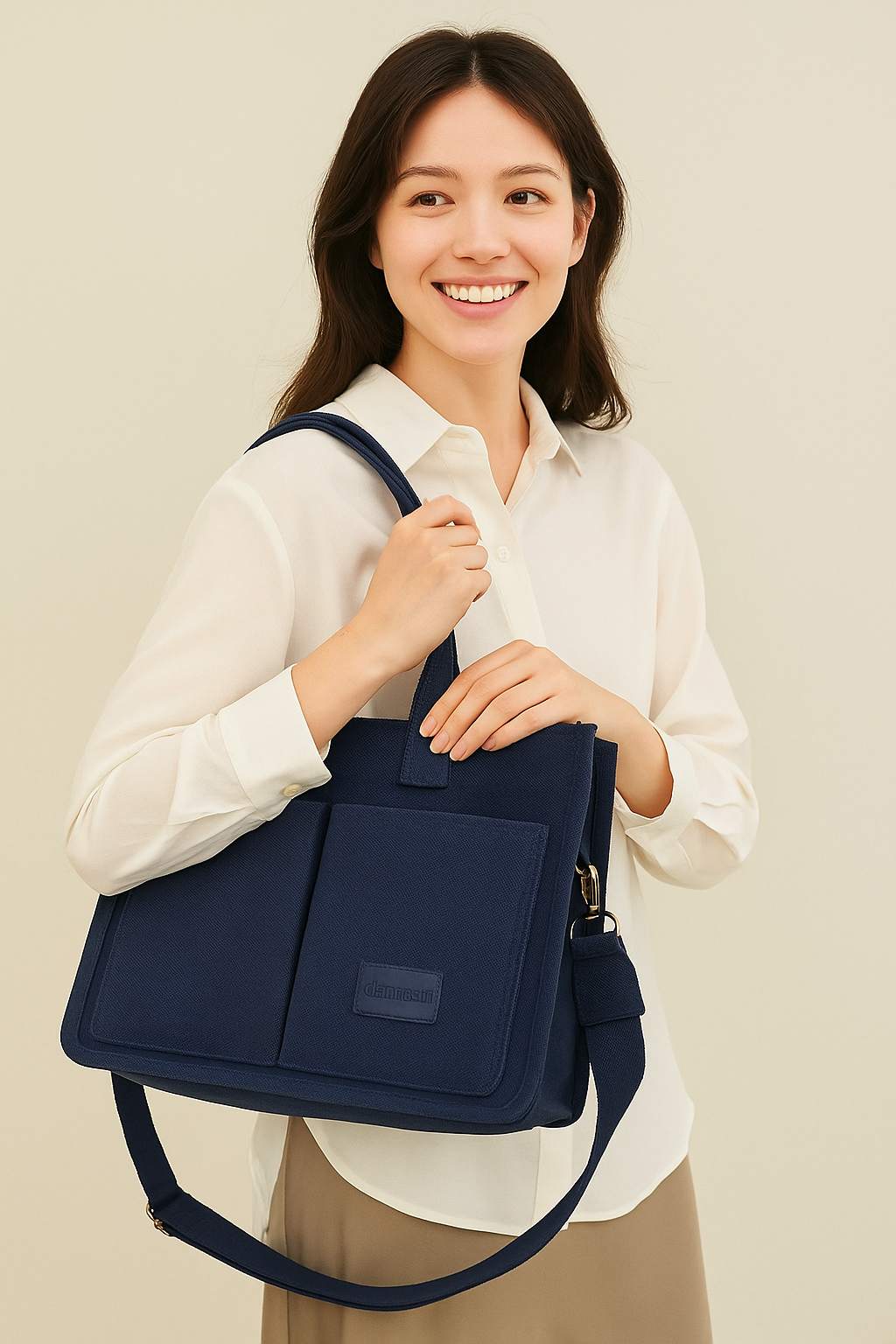 Multi-Pocket Canvas Tote – Large, Stylish & Practical for Daily Use