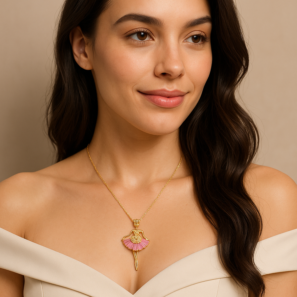 "Rhinestone Ballet Girl Necklace – Elegant Clavicle Chain Jewelry for Women"