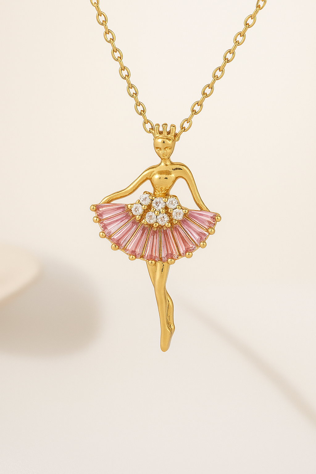 "Rhinestone Ballet Girl Necklace – Elegant Clavicle Chain Jewelry for Women"