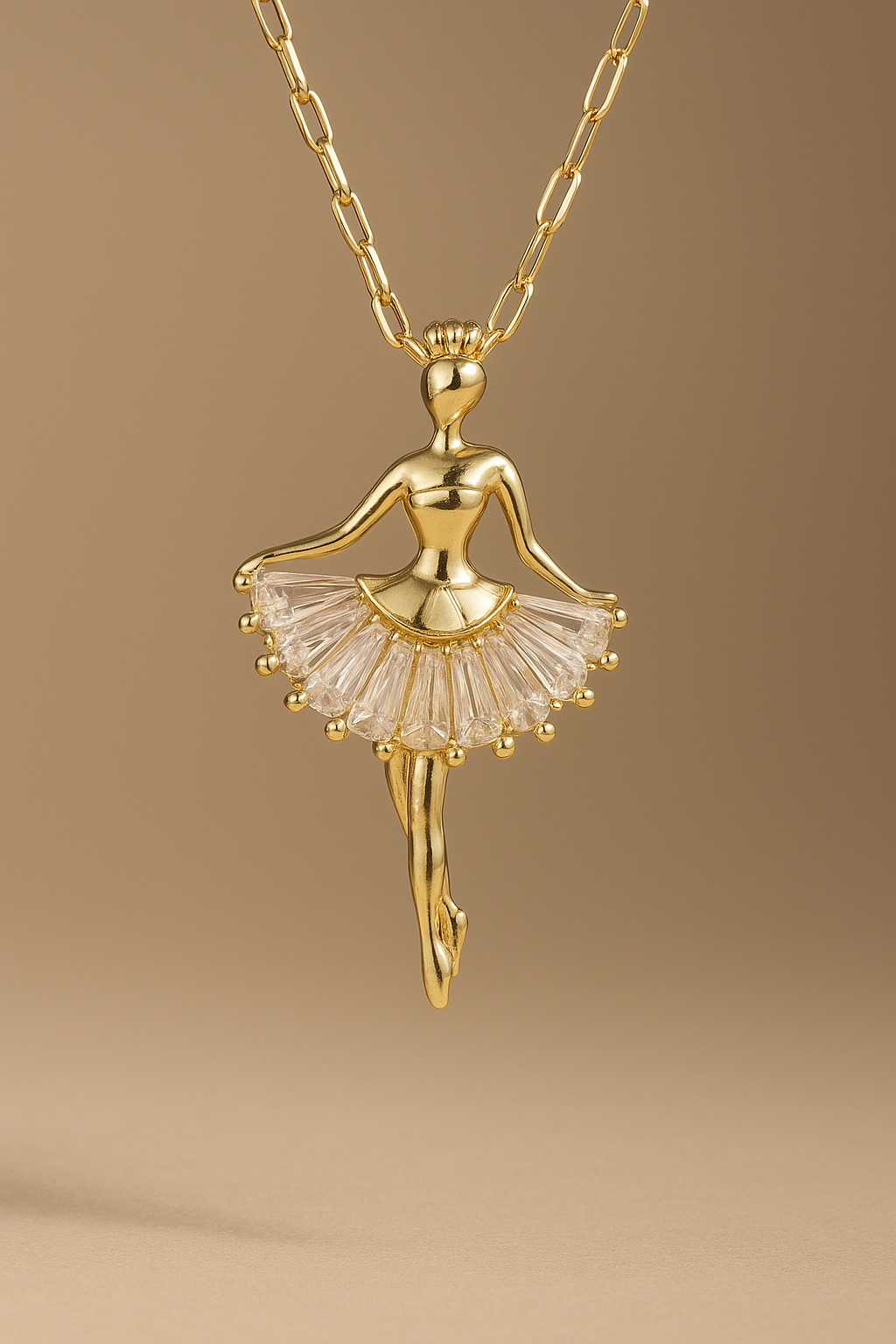 "Rhinestone Ballet Girl Necklace – Elegant Clavicle Chain Jewelry for Women"