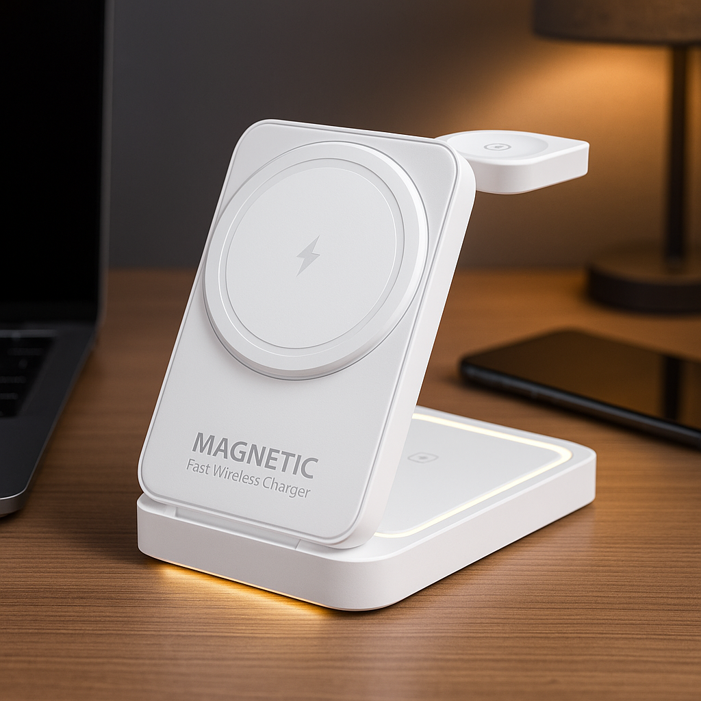 3-in-1 Magnetic Wireless Charger – 15W Foldable Fast Charger for Apple