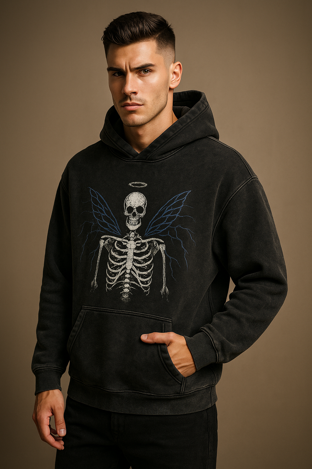 Vintage Washed Black Hoodie – Oversized Distressed Streetwear