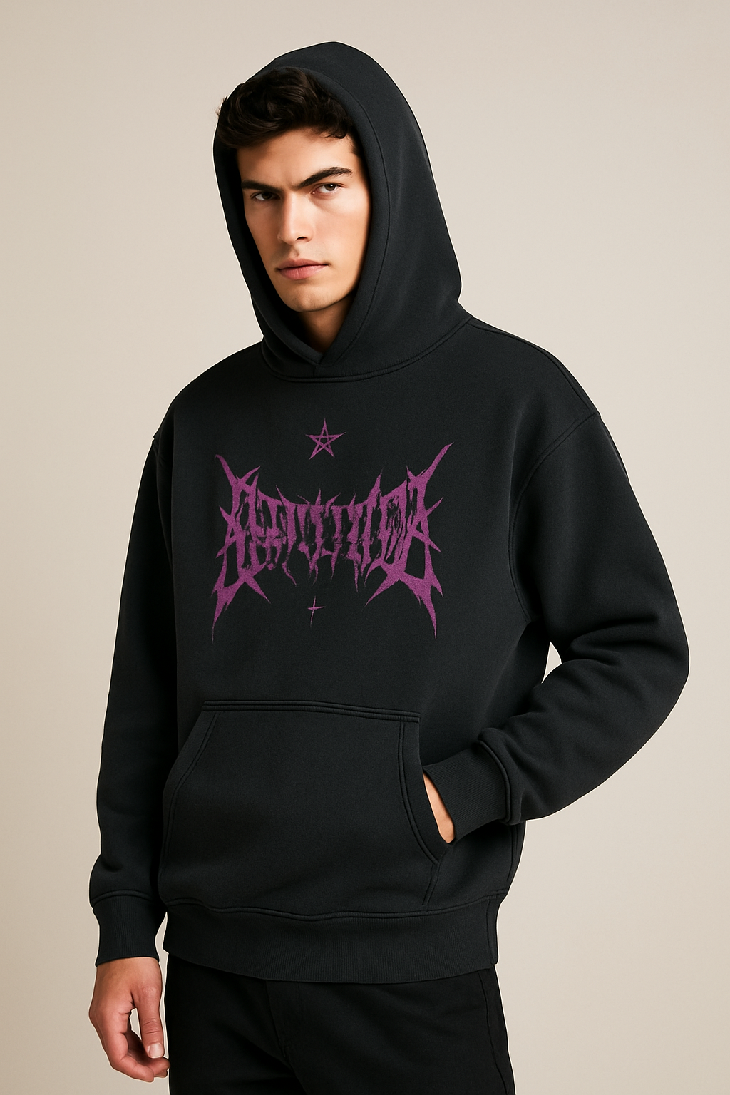 Vintage Washed Black Hoodie – Oversized Distressed Streetwear