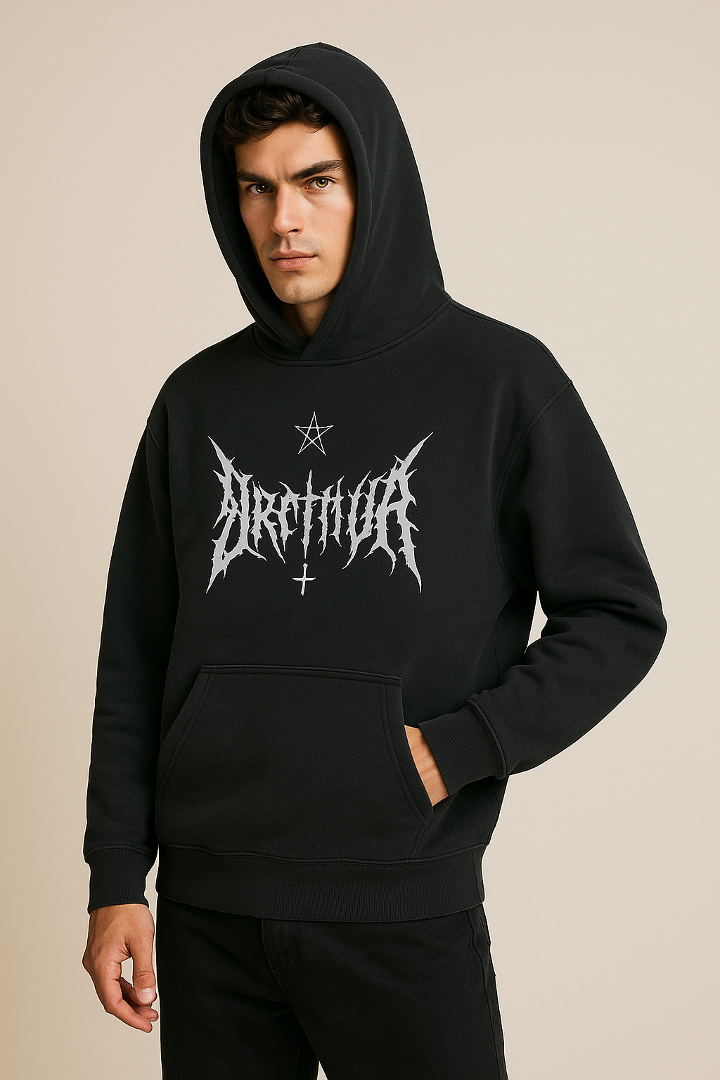 Vintage Washed Black Hoodie – Oversized Distressed Streetwear