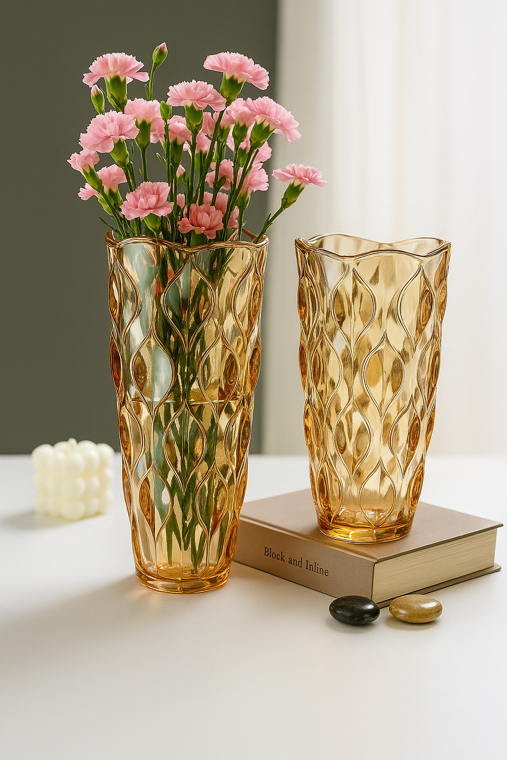 Elegant Crystal Glass Vase – Luxury Home Décor Flower Arrangement
