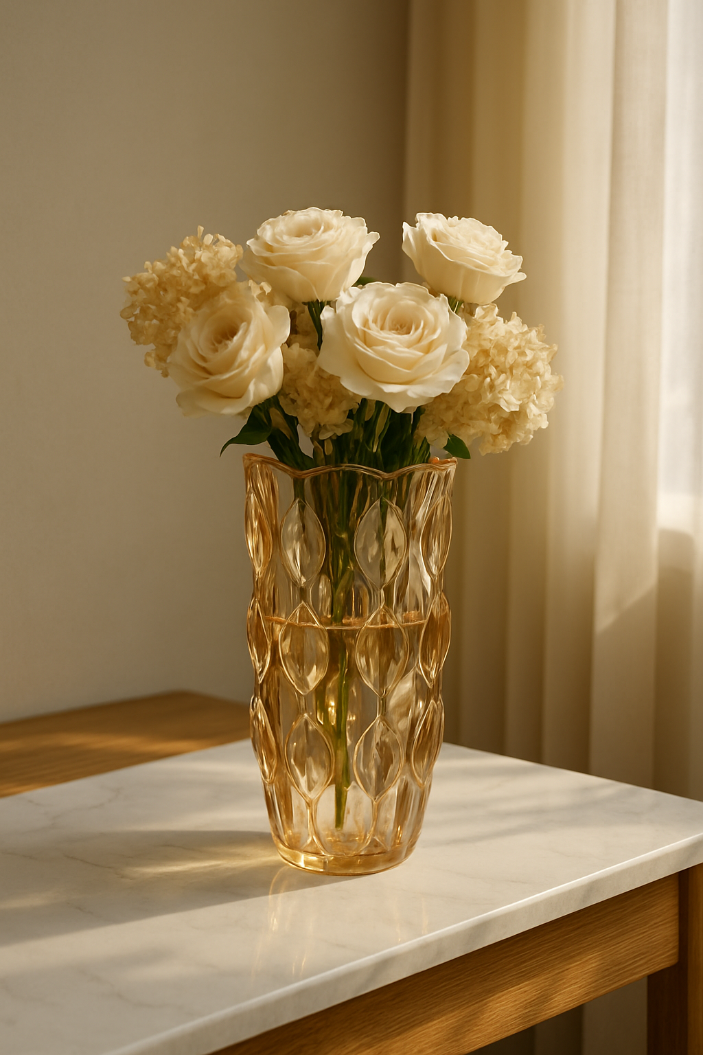 Elegant Crystal Glass Vase – Luxury Home Décor Flower Arrangement
