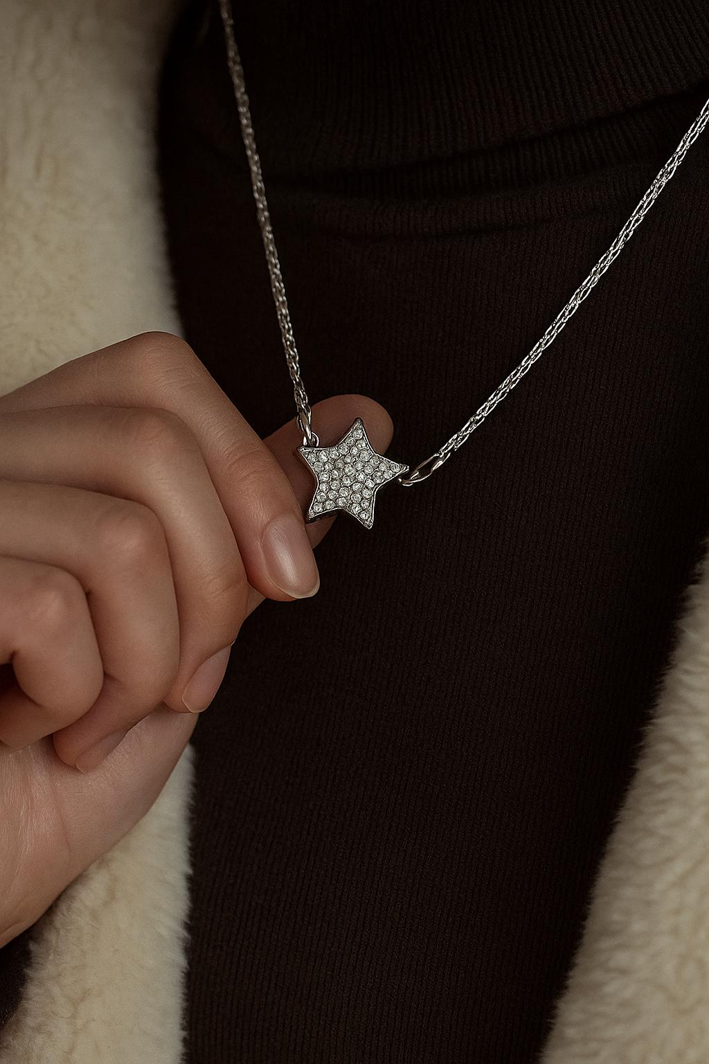 Magnetic Star Necklace – Dainty Rhinestone Clavicle Chain for Women