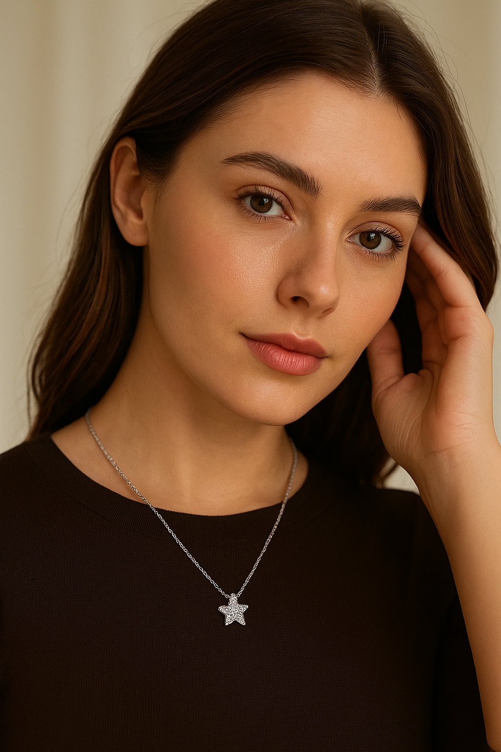Magnetic Star Necklace – Dainty Rhinestone Clavicle Chain for Women