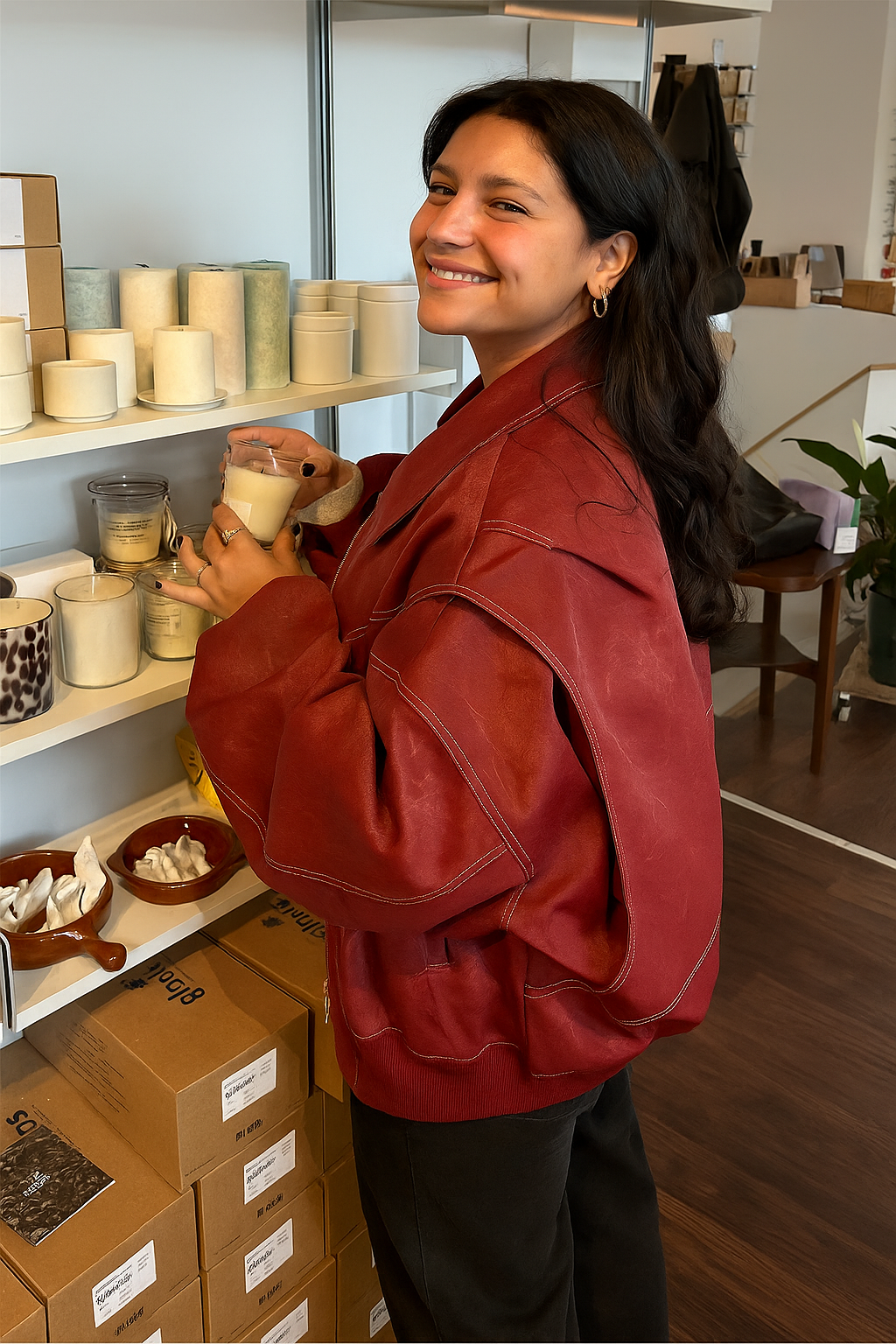 Women’s Oversized Moto Biker Zip Jacket