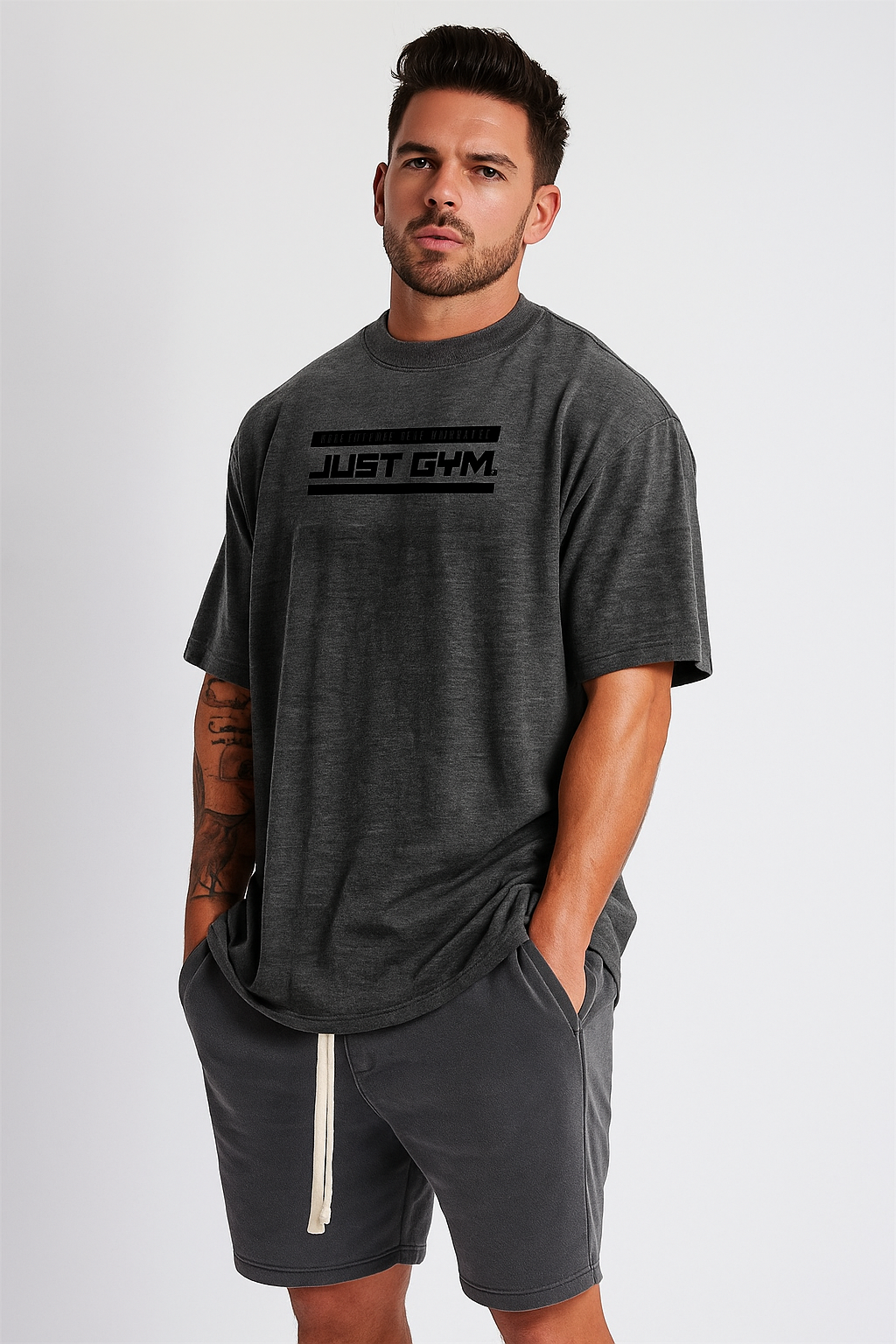 Muscle-Fit Bodybuilding T-Shirt | Five-Point Sleeve