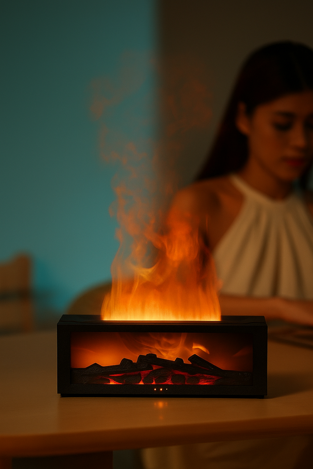 Modern Fireplace Diffuser — 3D Flame Aromatherapy