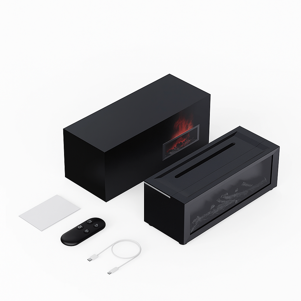 Modern Fireplace Diffuser — 3D Flame Aromatherapy