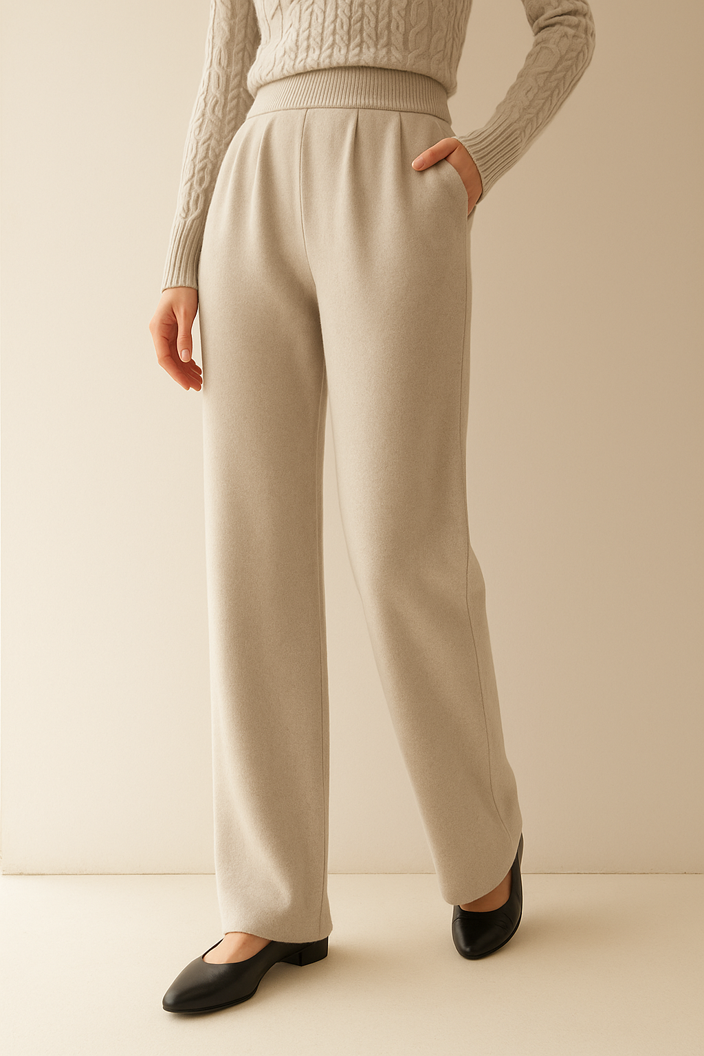 Women's Pure Cashmere Wide Leg Pants - Luxe Soft & Warm