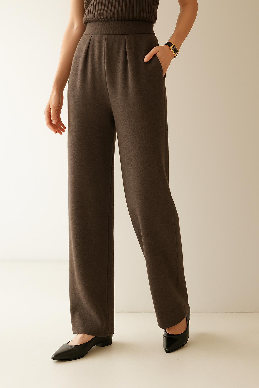 Women's Pure Cashmere Wide Leg Pants - Luxe Soft & Warm