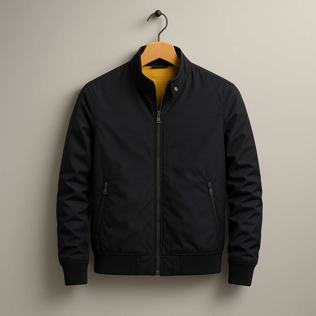 Men's Zip-Up Jacket with Pockets - Casual Stand Collar Outwear