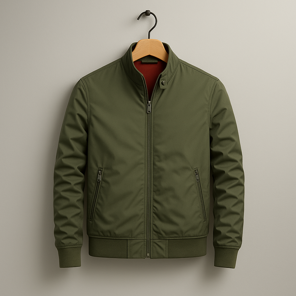 Men's Zip-Up Jacket with Pockets - Casual Stand Collar Outwear