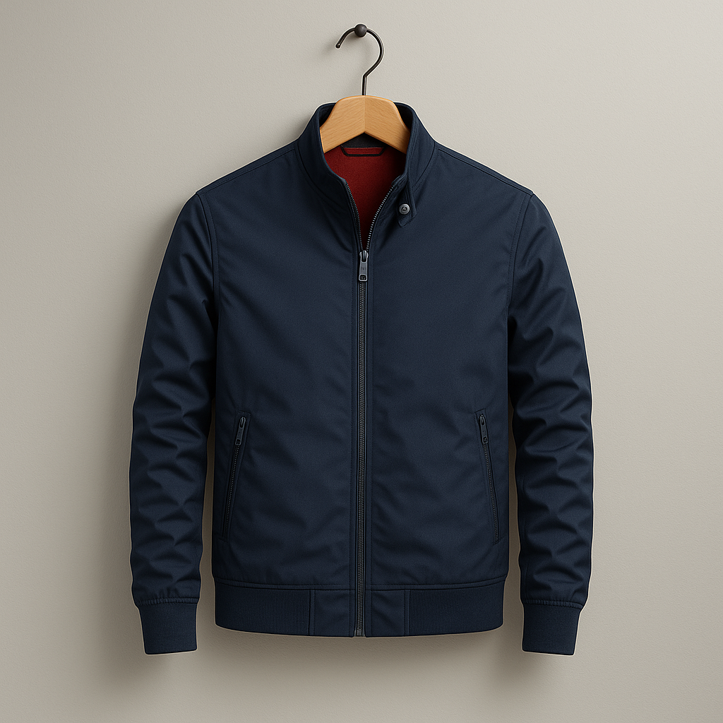 Men's Zip-Up Jacket with Pockets - Casual Stand Collar Outwear