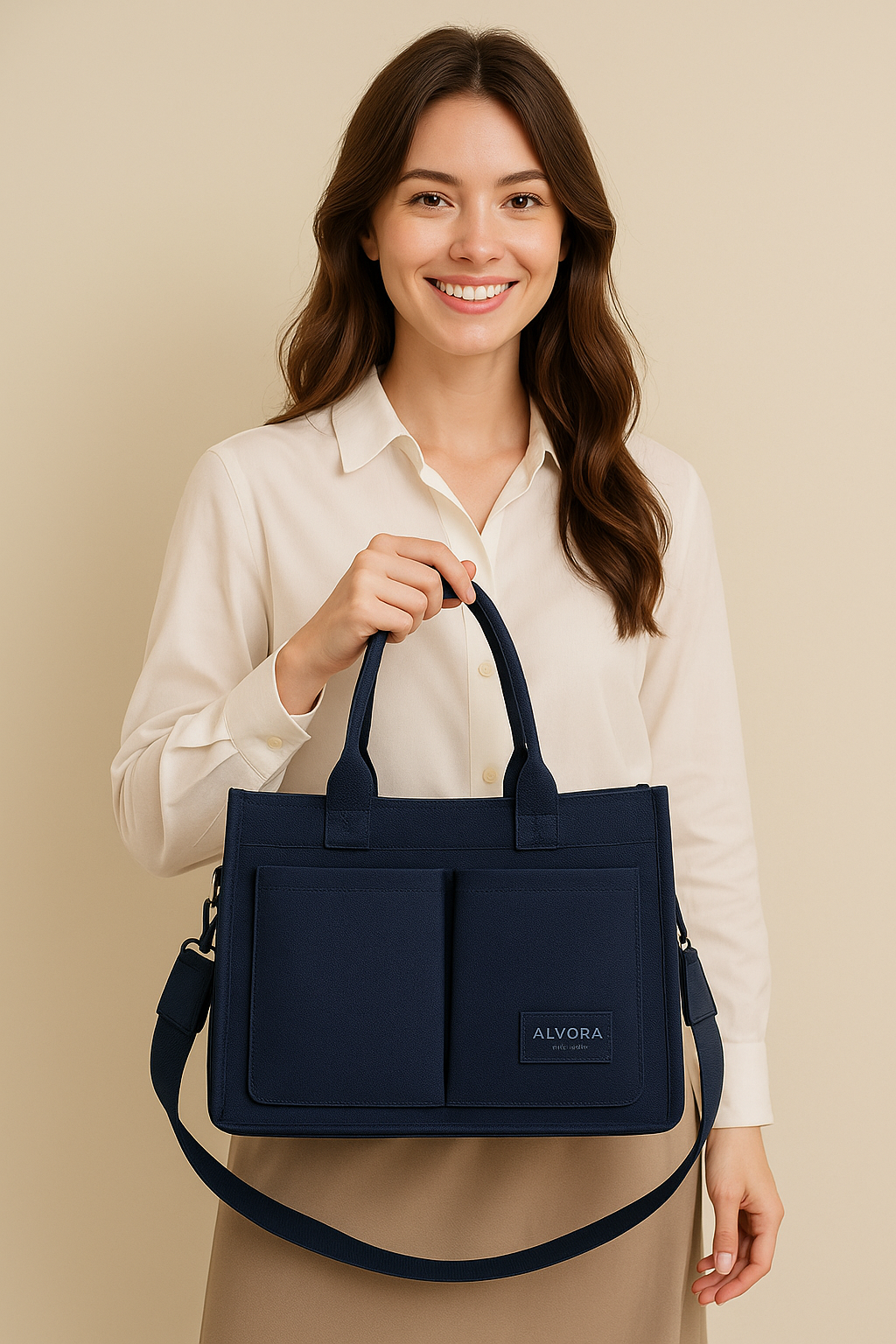 Multi-Pocket Canvas Tote – Large, Stylish & Practical for Daily Use