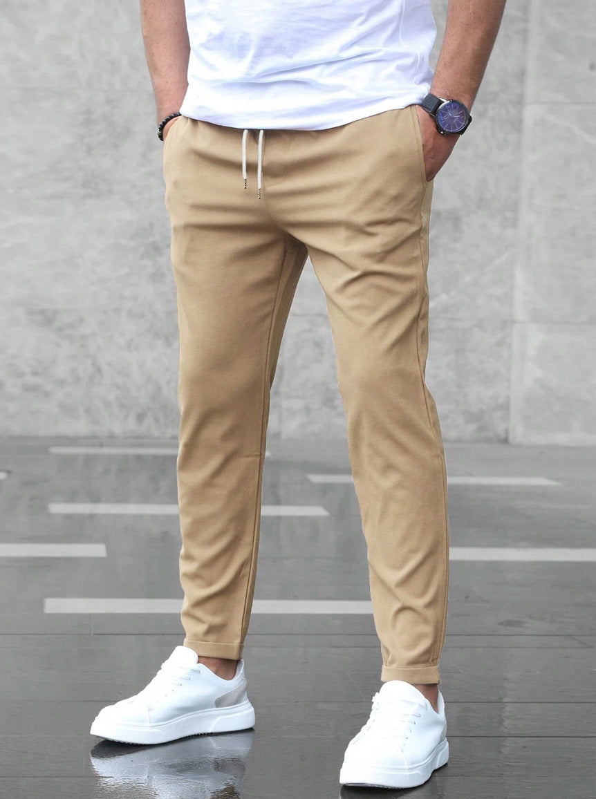 Men's Slim Fit Drawstring Pants with Pockets – Casual Comfort & Style