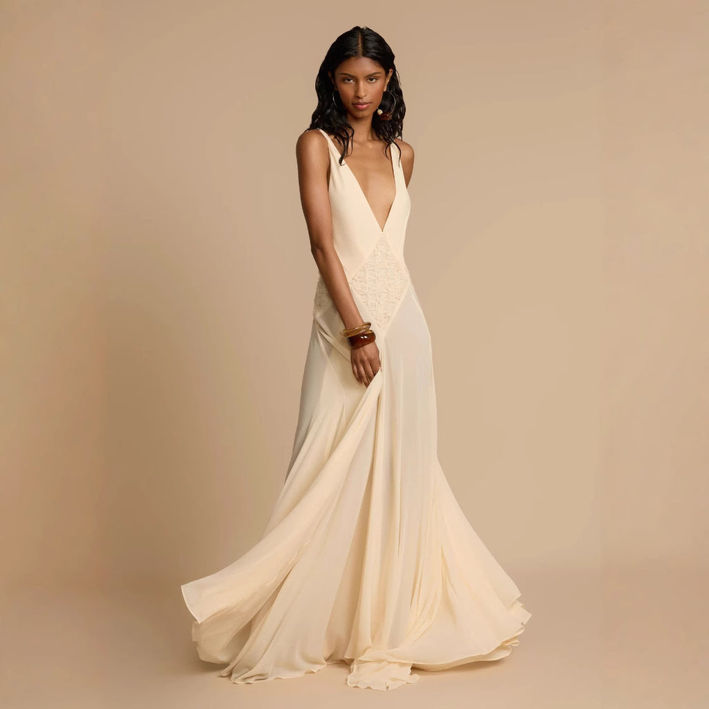 Elegant Lace Sling Dress – Hollow Out Stitching | Summer Chic Style