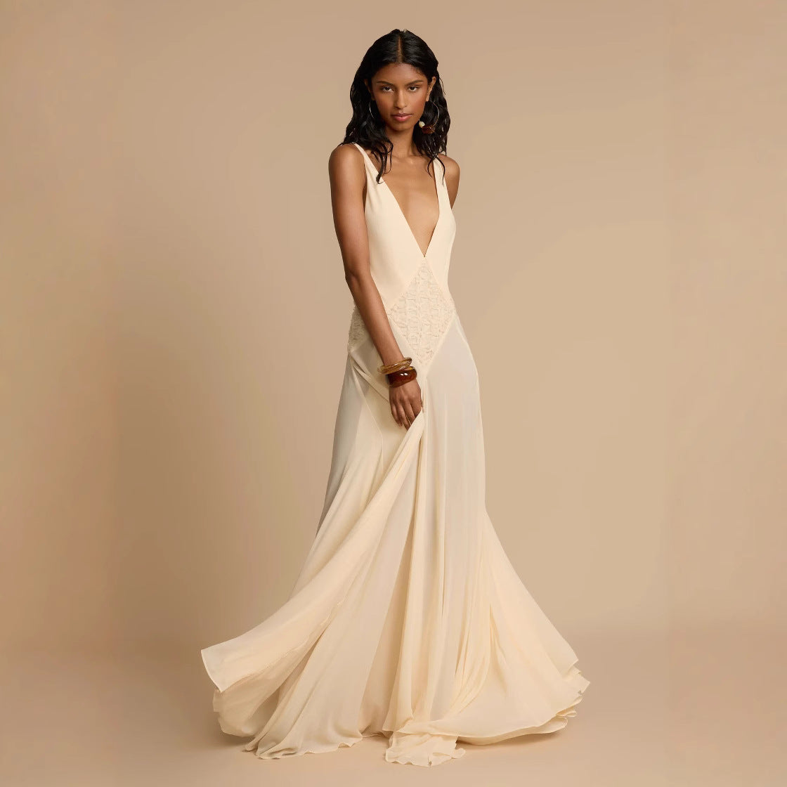 Elegant Lace Sling Dress – Hollow Out Stitching | Summer Chic Style