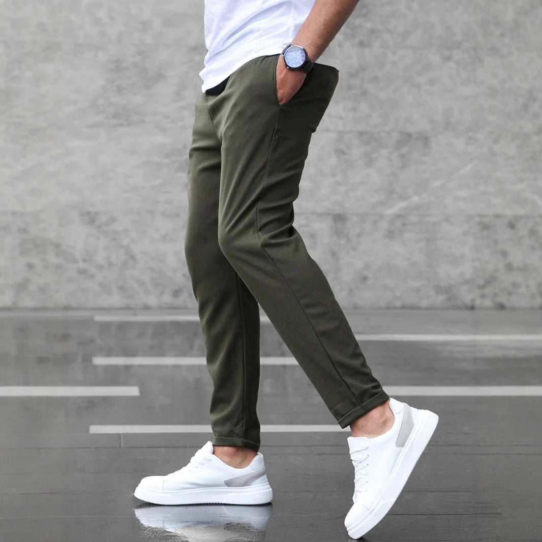 Men's Slim Fit Drawstring Pants with Pockets – Casual Comfort & Style