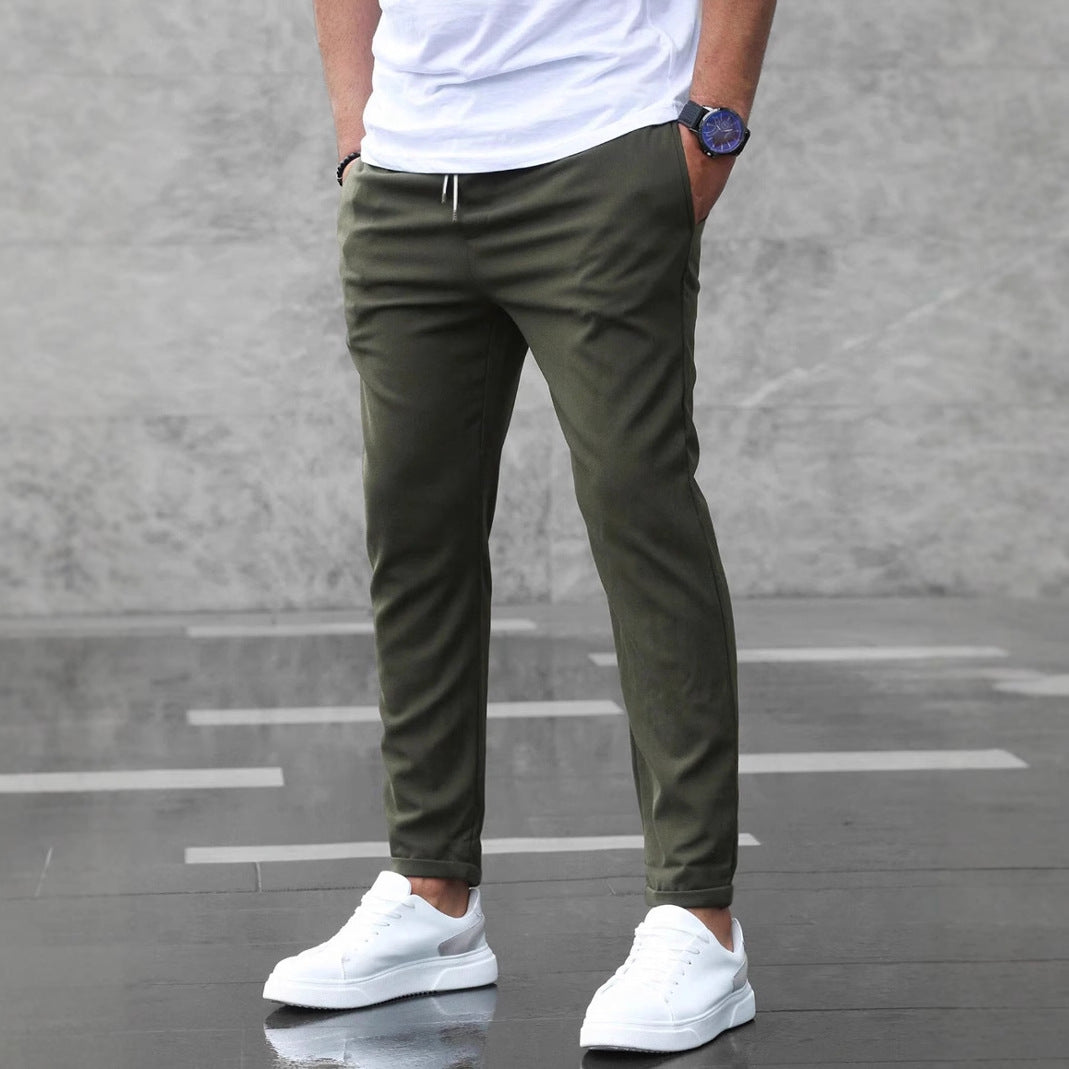 Men's Slim Fit Drawstring Pants with Pockets – Casual Comfort & Style