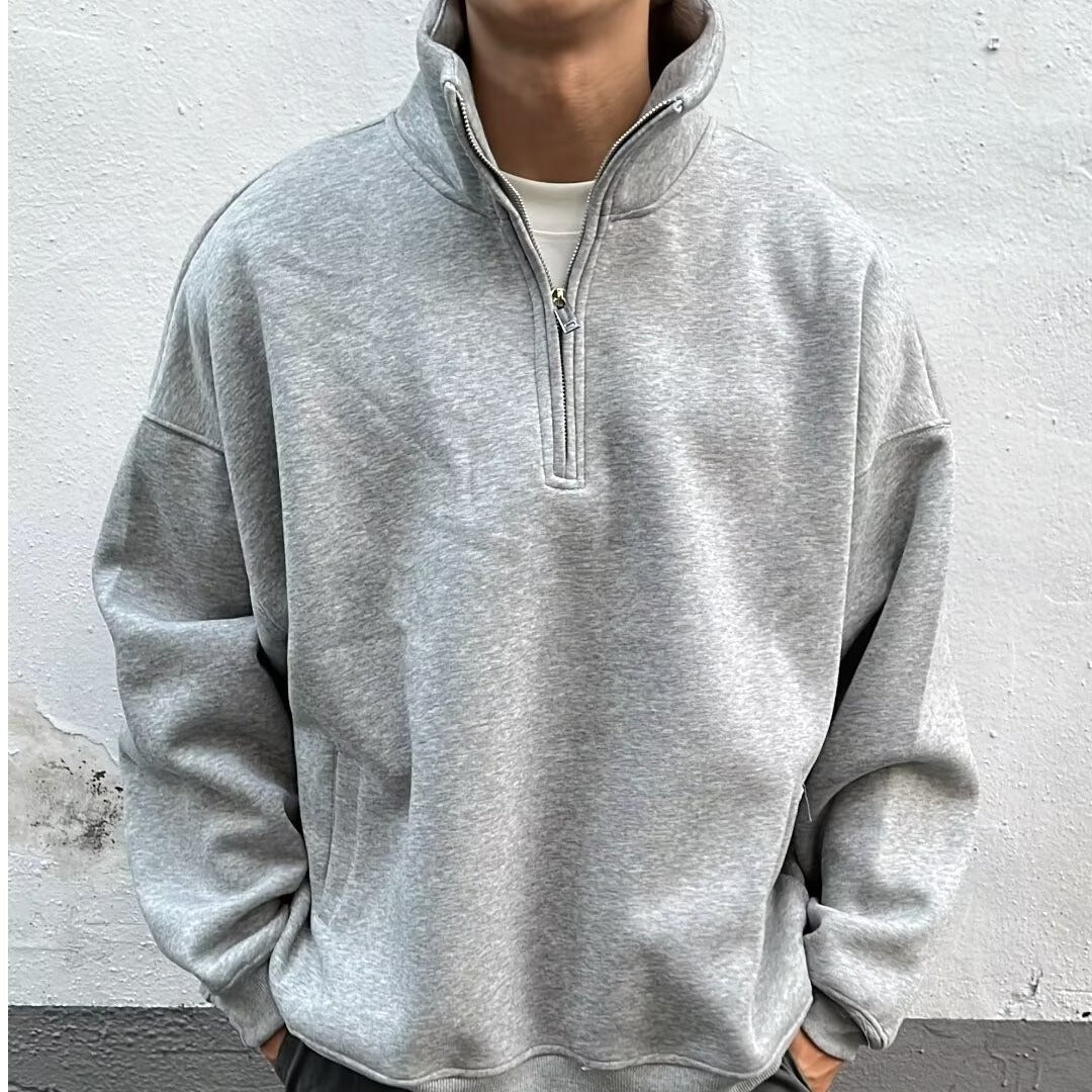 Men’s Half-Zip Stand Collar Sweater – Casual Streetwear Style