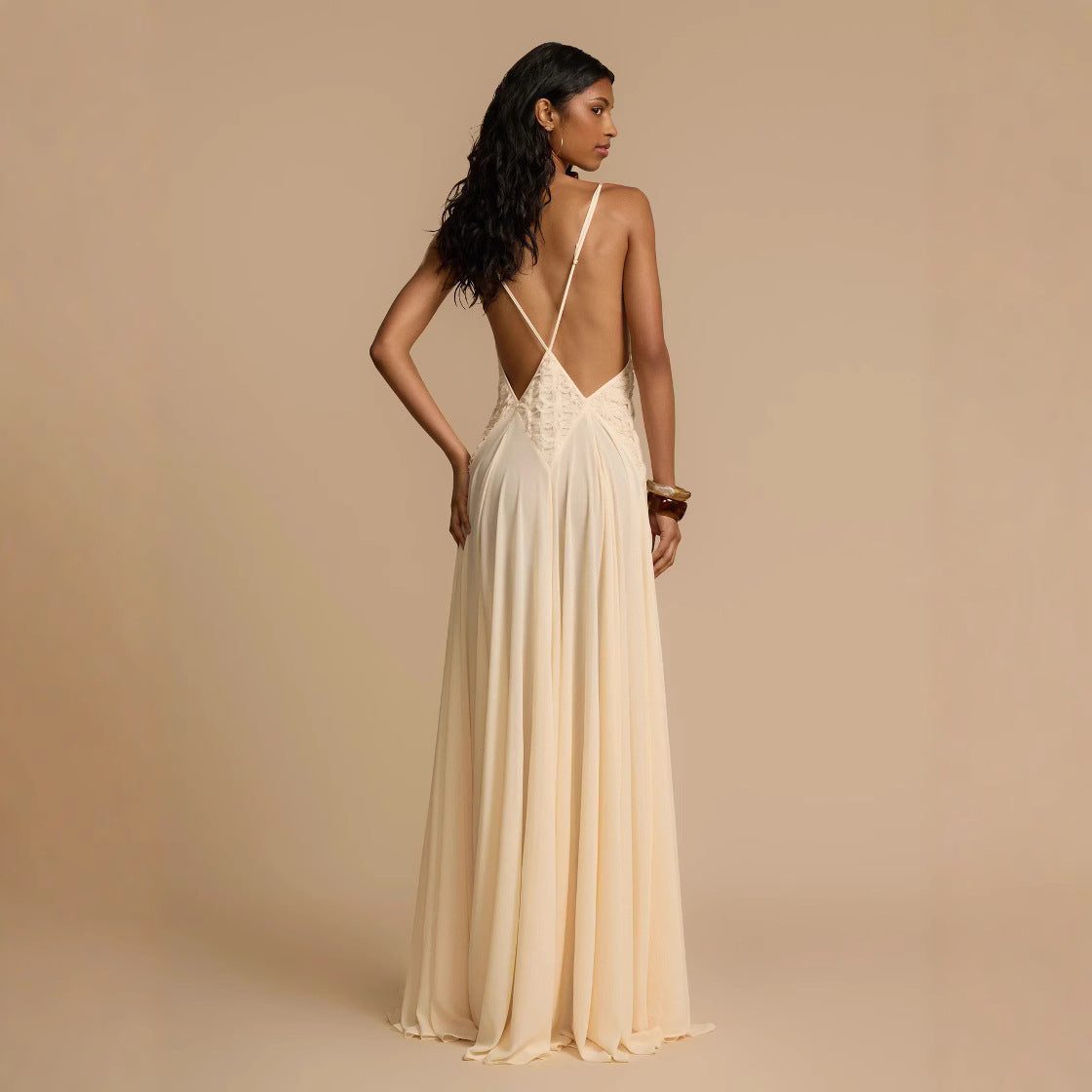 Elegant Lace Sling Dress – Hollow Out Stitching | Summer Chic Style