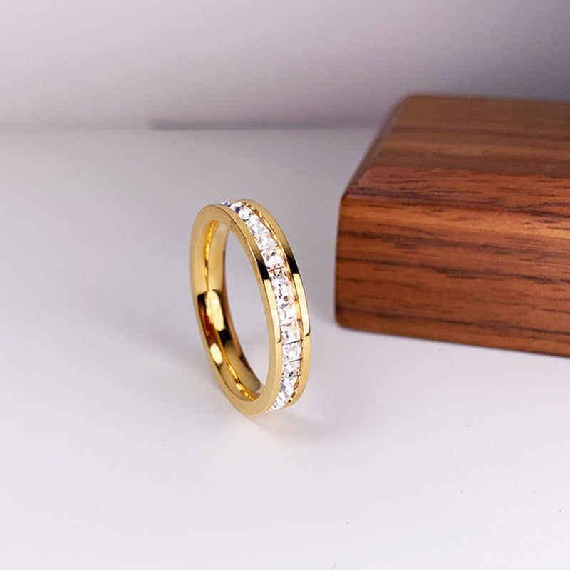 Elegant Titanium Steel Couple Rings – Single & Double Row Diamond Design
