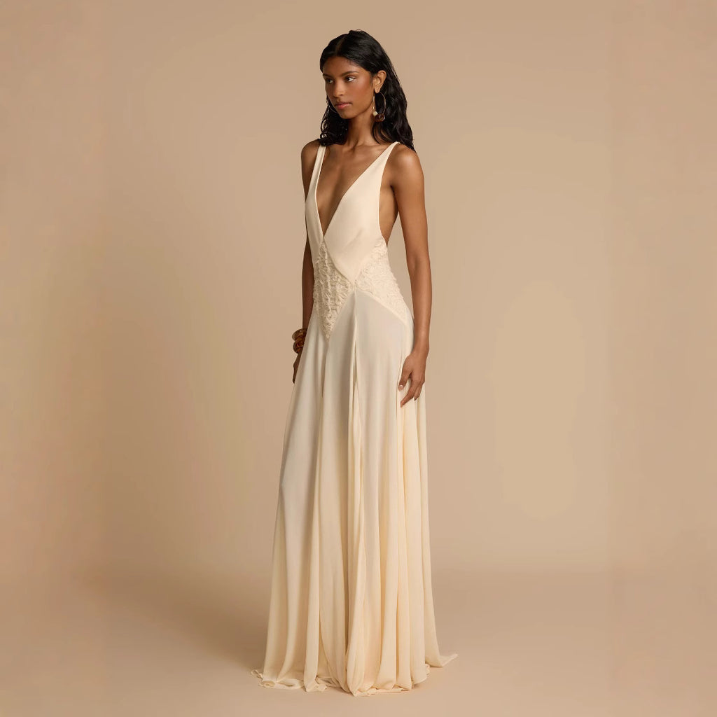 Elegant Lace Sling Dress – Hollow Out Stitching | Summer Chic Style