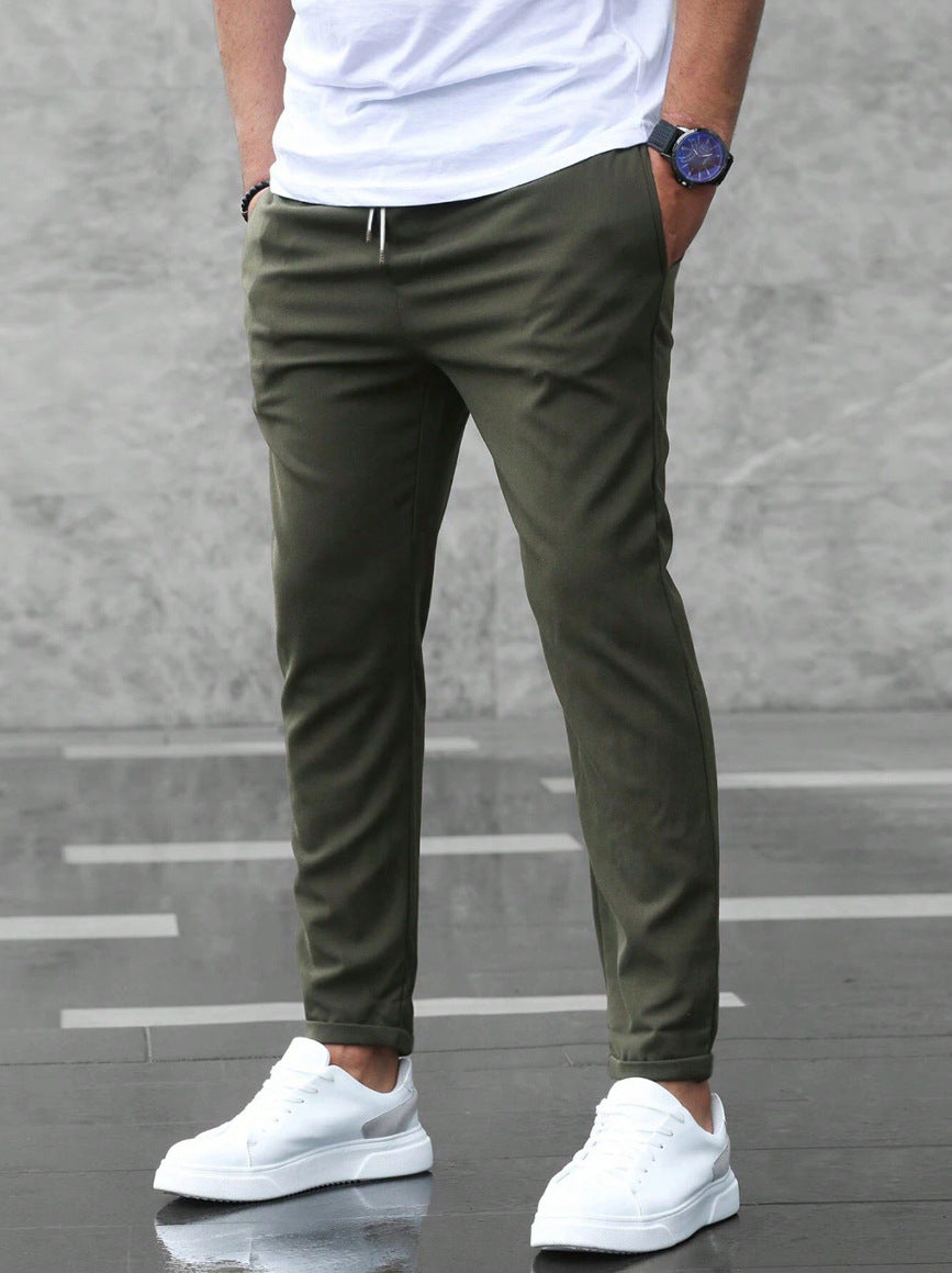 Men's Slim Fit Drawstring Pants with Pockets – Casual Comfort & Style