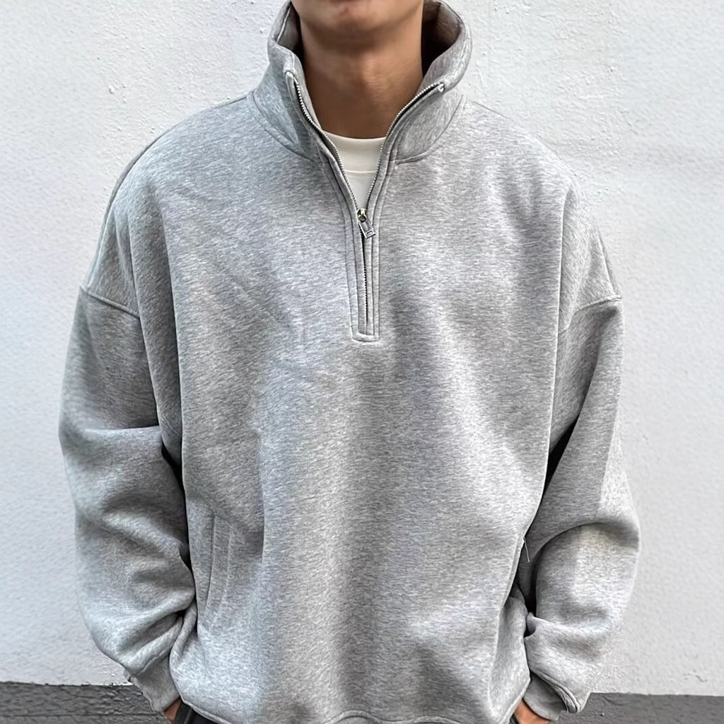 Men’s Half-Zip Stand Collar Sweater – Casual Streetwear Style