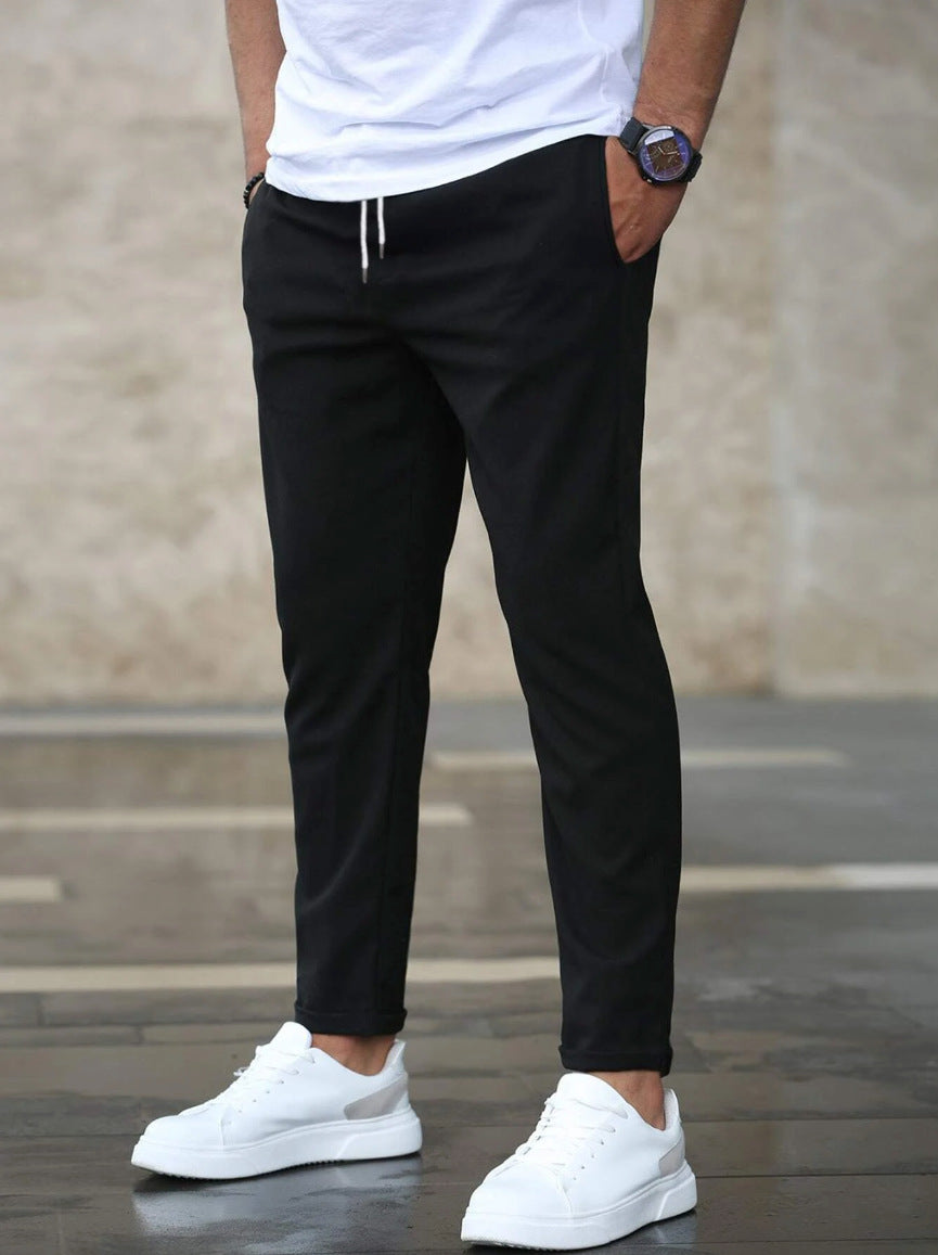 Men's Slim Fit Drawstring Pants with Pockets – Casual Comfort & Style