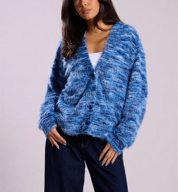 Women’s Winter Stripe Knit Button Cardigan