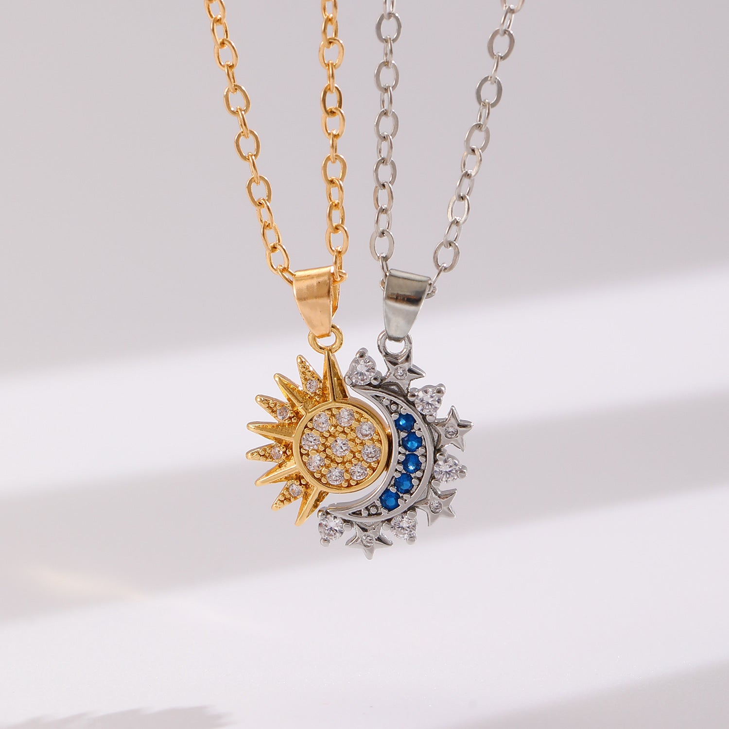 Magnetic Sun & Moon Couple Necklace – Matching Love Pendants for Lovers