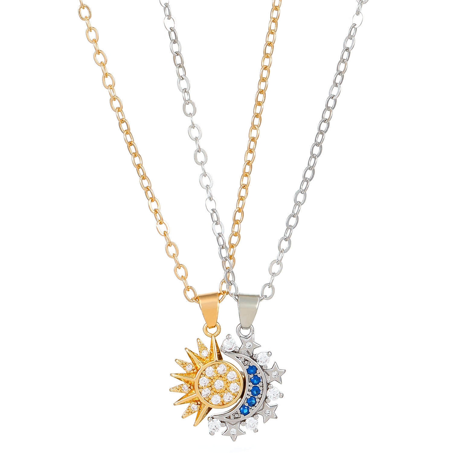 Magnetic Sun & Moon Couple Necklace – Matching Love Pendants for Lovers