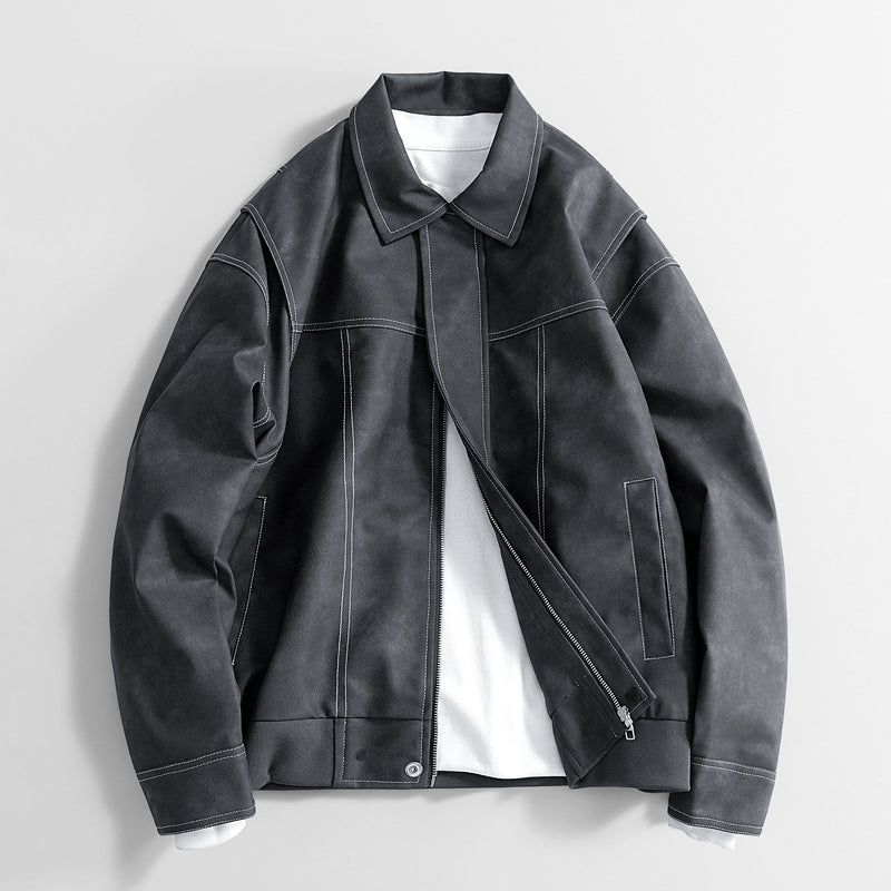 Men’s Retro PU Leather Jacket | Vintage Loose Fit