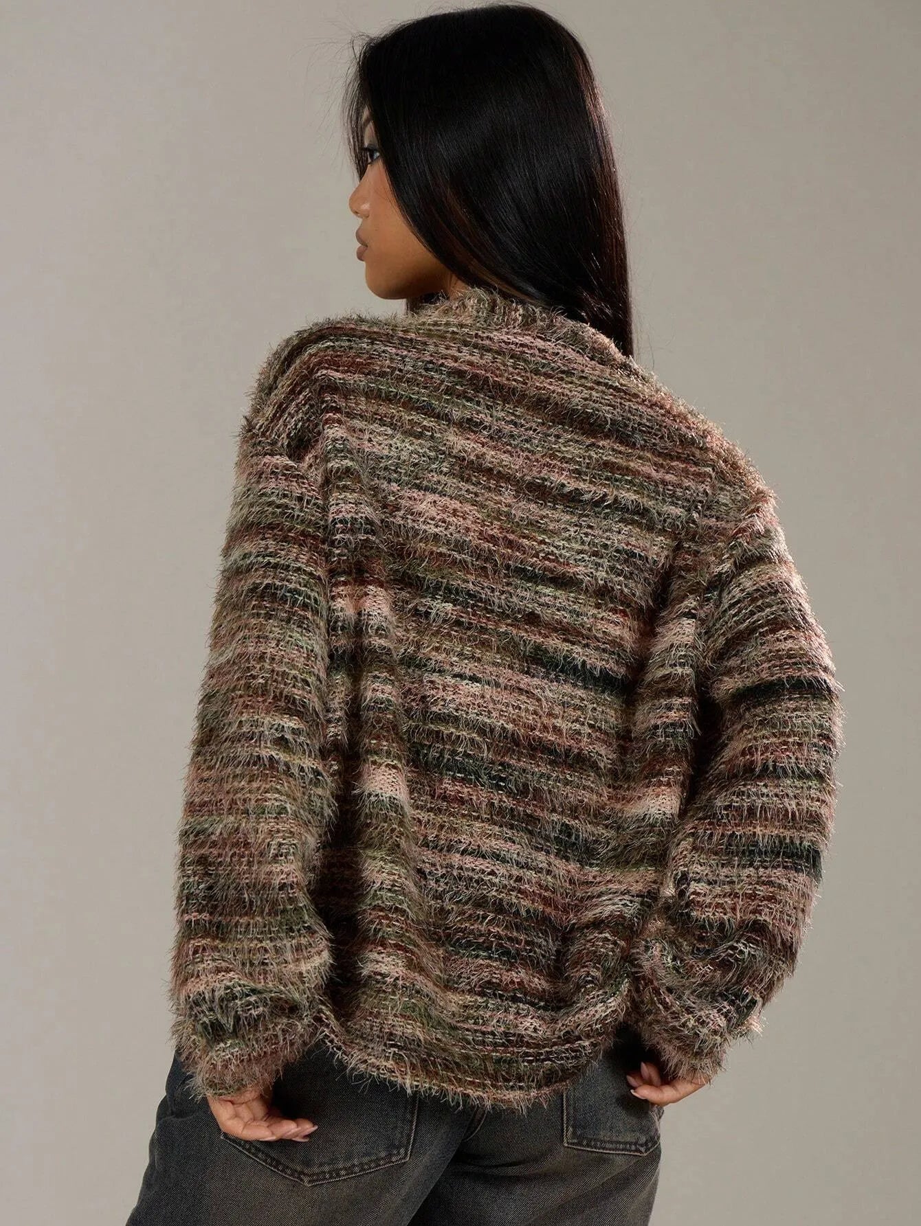 Women’s Winter Stripe Knit Button Cardigan