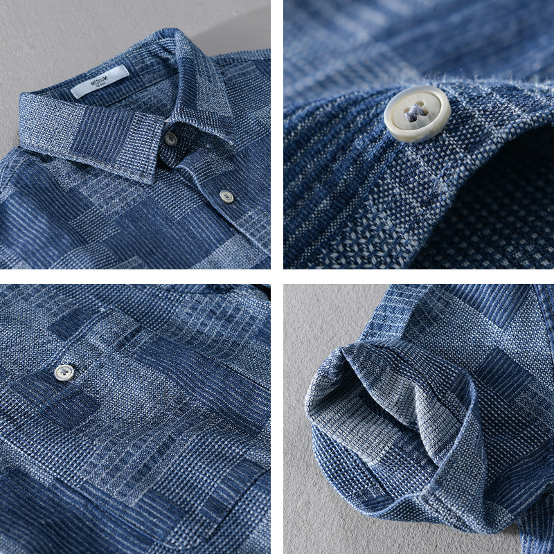 Men's Loose Fit Cargo Denim Short Sleeve Shirt